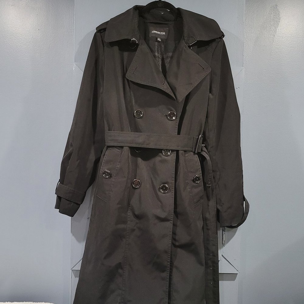 London Fog Vintage Black Trench Coat Women’s Size XL